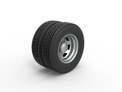 7 Hole rear wheel of old school truck Scale 1 to 25 3D print model