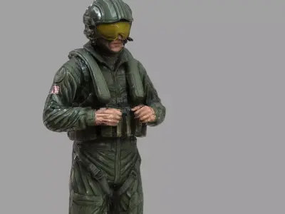 Modern US Helicopter Pilot LP  Premium Game Ready 3D Asset Low-poly 3D model