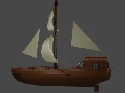 Small sailing ship Low-poly 3D model
