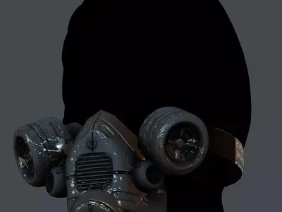 Gas mask helmet 3d model scifi Low-poly Low-poly 3D model Low-poly 3D model 30