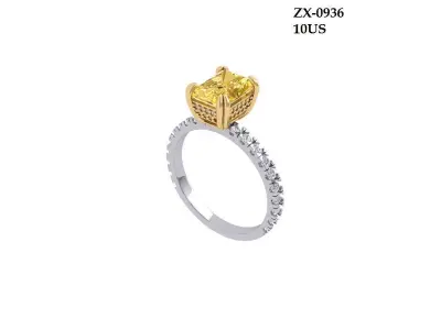 Emerald Radiant Ring 3D print model 9