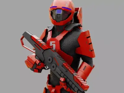 Cyborg Soldier  rigged character 3D model