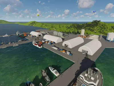 Sea port scene 3D model