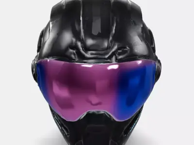 Cyber Solid VisorHelmet Low-poly 3D model