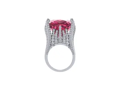Cushion Solitaire Art deco Ring 3D print model 8