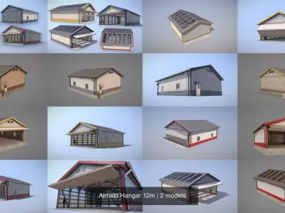 Airfield Hangar 12m 3D Model Collection