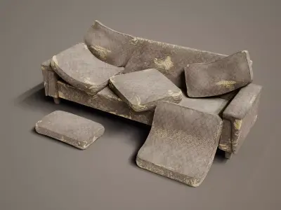 Old Couch Low-poly 3D model