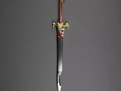 Fantasy Ornate Sword Game Ready low-poly 3d model Low-poly 3D model
