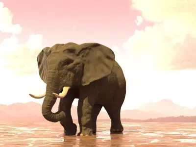 Elephant with tusks 3D model get