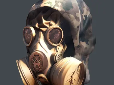 Gas mask helmet 3d model military combat Low-poly 3D model  Low-poly 3D model