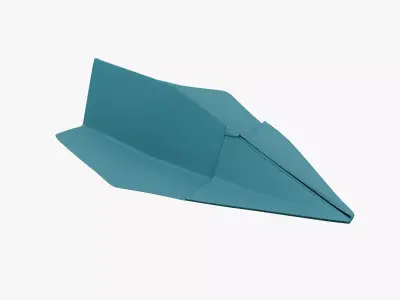 Paper Plane Teal Low-poly 3D model