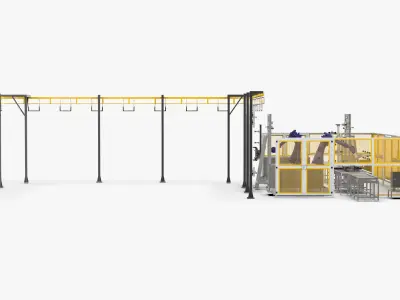 Automatic Loading and Unloading Robot Powder Spraying Line 3D model