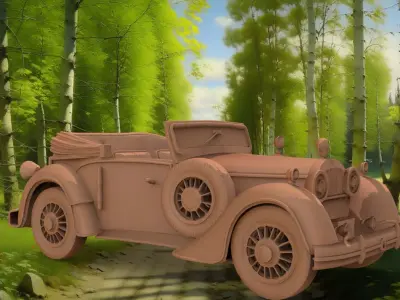 Vintage Classic Convertible Car Oldtimer 3D print model