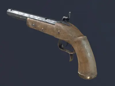 Pirate Black Powder Gun -dirty- Low-poly 3D model