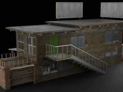 the red wood building Free low-poly 3D model