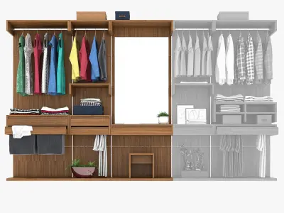 Wardrobe three part 1 3D model purchase