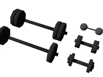 Low Poly Gym Pack Weights Barbel Bench Train workout room Low-poly 3D model