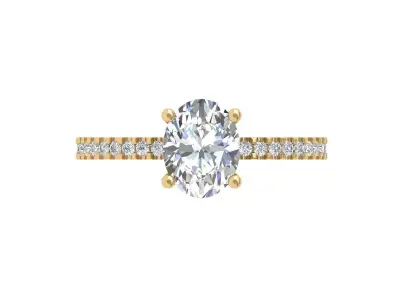 Oval Solitaire Ring 3D print model 18