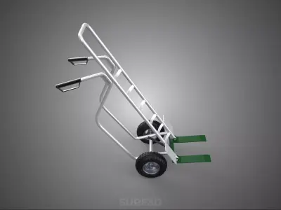 TWO WHEELED WHEELER HAND TRUCK PALLET JACK TROLLEY TILT TIP FORK 3D model