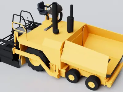 Asphalt Paver Caterpillar Heavy Machinery Construction Vehicle Low-poly 3D model