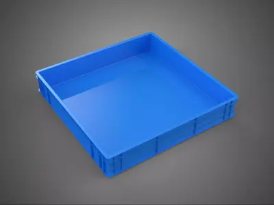 STANDARD SQUARE BLUE SHALLOW PALLET STORAGE PLASTIC CRATE BOX 3D model