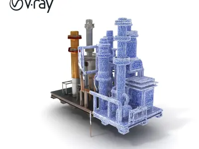 Industrial Refinery Model Pack  Detailed Pipes and Structures Low-poly 3D model