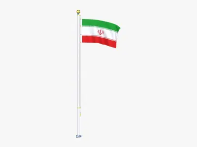 IranFlagStandPoleAnimated 3D model