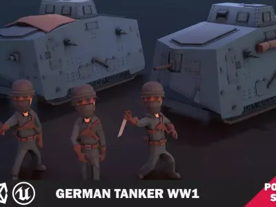 German Tanker WW1 Low-poly 3D model
