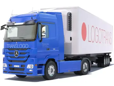 Mercedes Actros Space Cab Refrigerated Semi Trailer 3D model