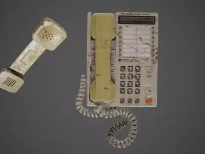 Retro Vintage Landline TelePhone  - Matsushita Panasonic Low-poly 3D model