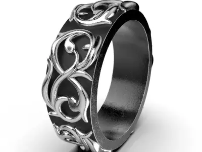 Pattern Ring Band Gothic Badass  Bikers Men Ring Model-ETS1 3D print model