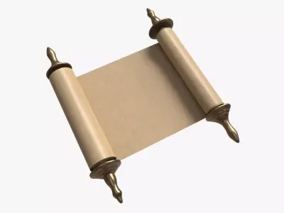 Ancient Scroll With Metal Rods blank 01 3D model