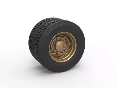 Rear custom wire wheel of semi truck Scale 1 to 25 3D print model