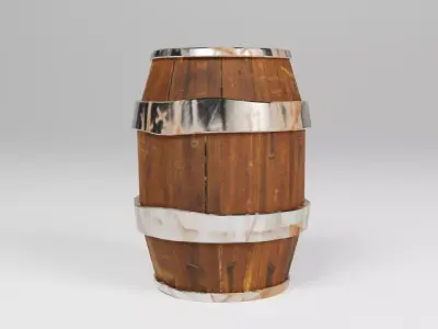 Stylized Wooden Barrel PBR Game Ready Prop Low-poly 3D model