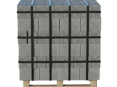 Concrete Blocks On Wood Pallet Low-poly 3D model