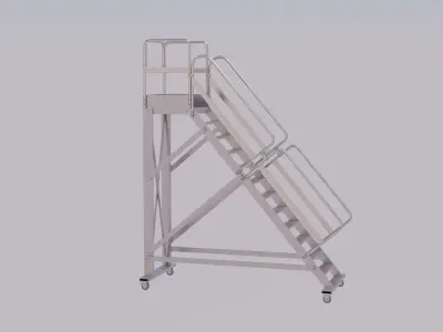 Industrial Platform Ladder - Mobile Warehouse Equipment Low-poly 3D model