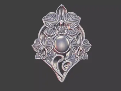 art nouveau floral orchid  ring v1 nature inspired 3D print model