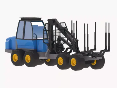 Forwarder Forestry F15 Simplified Low-poly 3D model