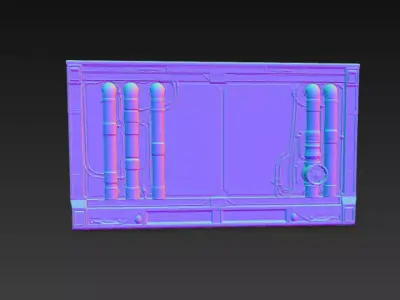 Sci-Fi Industrial Pipe Wall Panel - PBR Low Poly Game Ready Low-poly 3D model