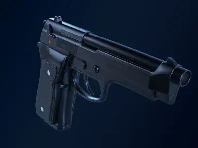 Beretta M9 9mm Pistol Low-poly 3D model