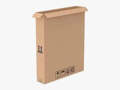 Cardboard Box 50x10x60 Open 3D model