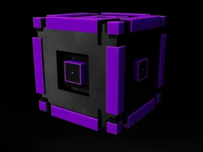 Abstract sci-fi cube Low-poly 3D model