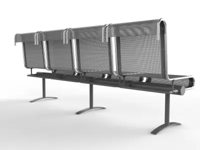 Waiting Room Chair 4 Seats 3D model