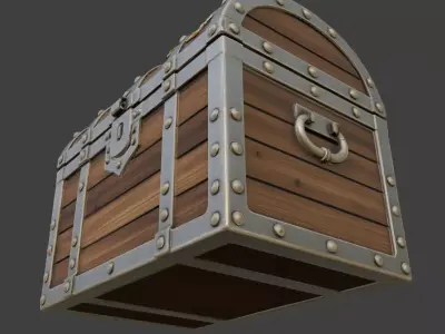 Medieval Wooden Treasure Chest 3D model