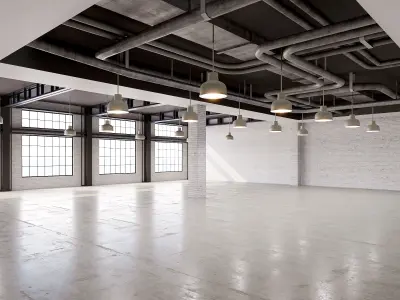 low poly interior loft office hall 03 Low-poly 3D model