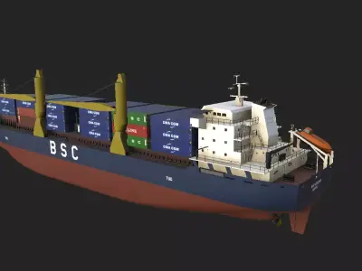 Cargo Ship with Containers Low-poly 3D model
