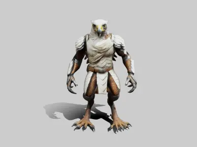 Hawk Birdman Human Bird Character Low-poly 3D model