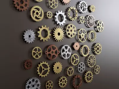Set of steampunk gears 3D model