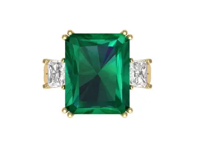 Radiant 3 Stone Art Deco Ring 3D print model