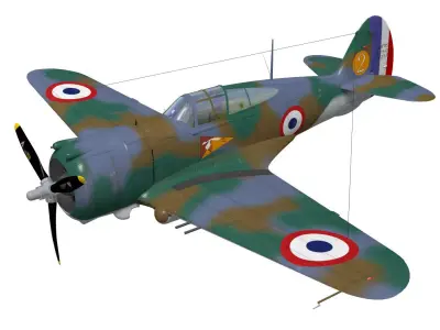 Curtiss Wright P36 Hawk75 A4 3D model